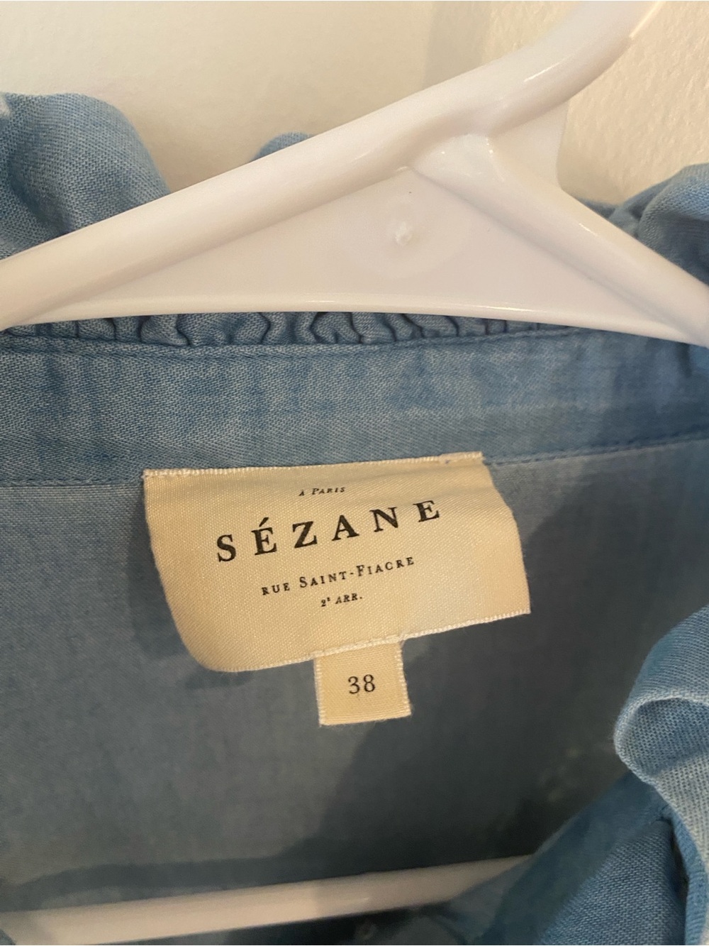 Sezane Blue Ruffle Lace Button-Down Blouse size 38 - Picture 4 of 4